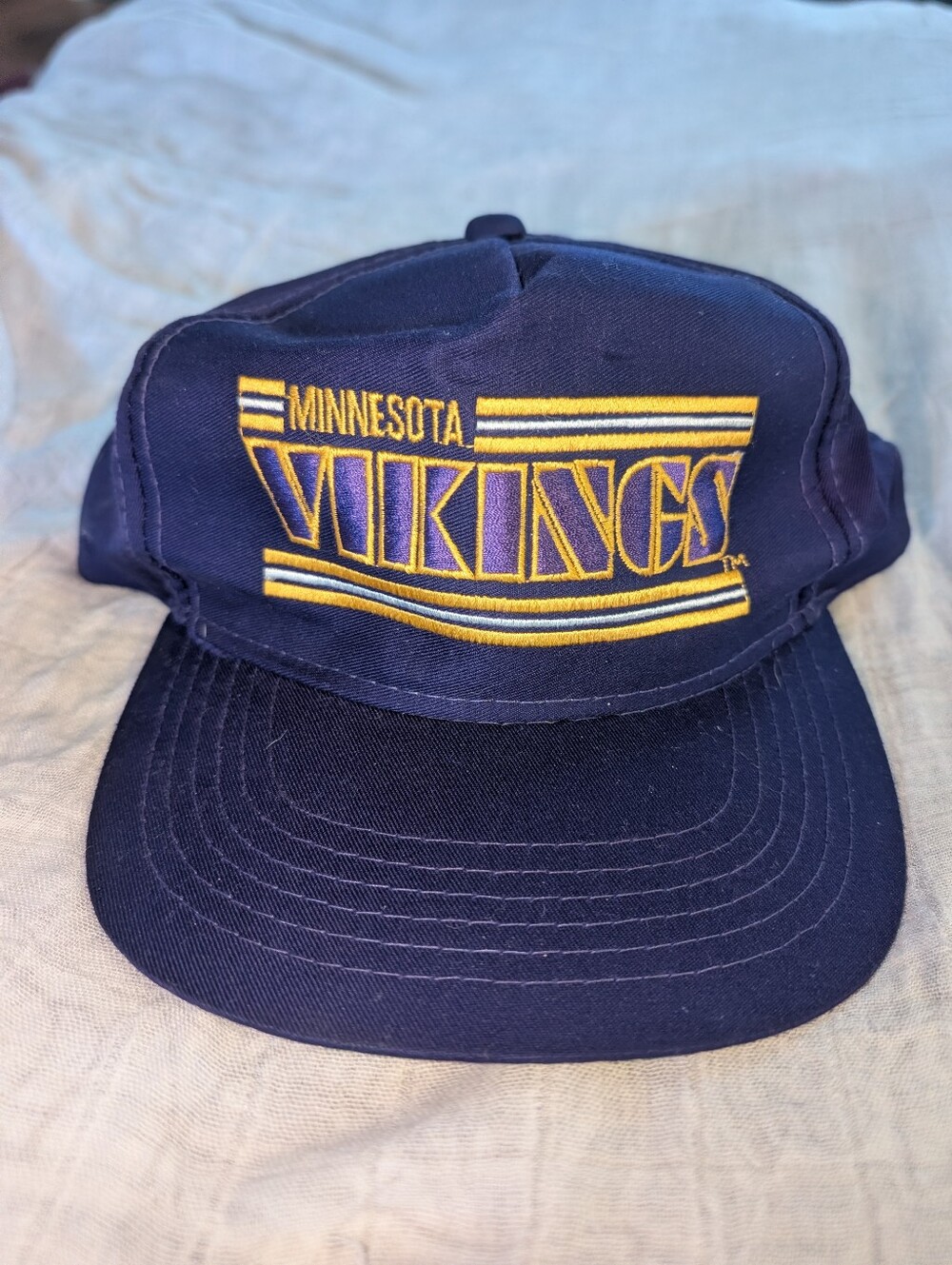 Vintage 90's Minnesota Vikings NFL Snapback Hat Logo Sports Drew Pearson